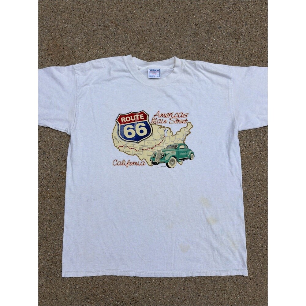 Vintage All Sport Route 66 America's Main Street California Large White Shirt